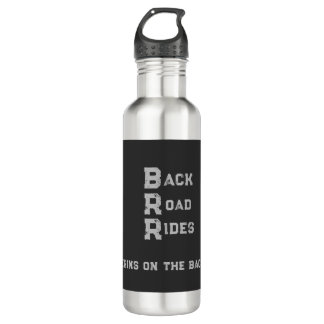 Bouteille D'eau Logo & Slogan Grey Letters "Back Road Rides"