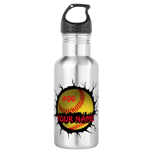 Bouteille D'eau Logo Softball, Softball Nom personnalisé, Cadeau S (Devant)