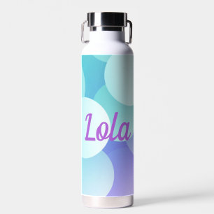 Bouteille D'eau Lola Nom personnalisé Purple Blue Bubble Modern Ca