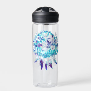 Bouteille D'eau Loup blanc Dreamcatcher bleu violet Floral