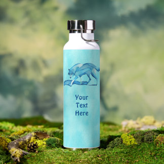 Bouteille D'eau Loup Bleu Sur La Neige