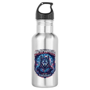 Bouteille D'eau Loup Cyberpunk Futur Liberté Ai Patriotique