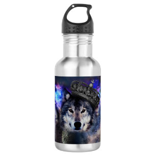 Bouteille D'eau Loup d'animal dans la couronne