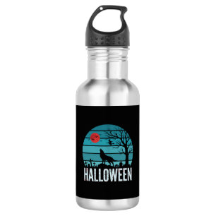 Bouteille D'eau Loup d'Halloween Cimetière Lune Vecteur