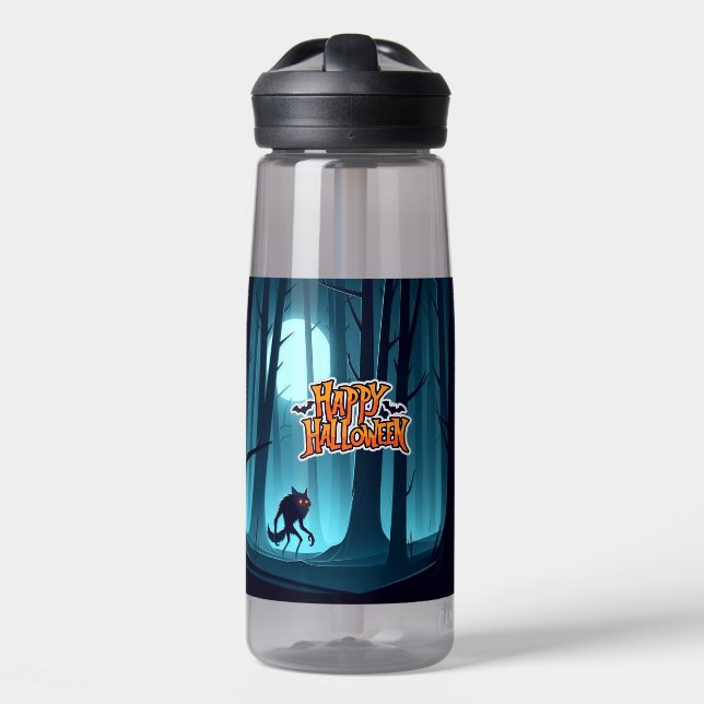 Bouteille D'eau Loup-garou d'Halloween et citrouilles (Avant)