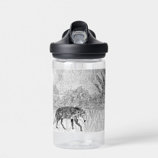 Bouteille D'eau Loup gris Sauver la faune sur mesure (Avant)