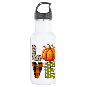 Bouteille D'eau LOVE - Citrouille mignon et lettres de points Polk