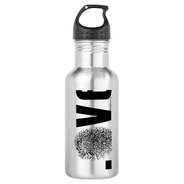 Bouteille D'eau Love Fingerprint noir et blanc (Devant)