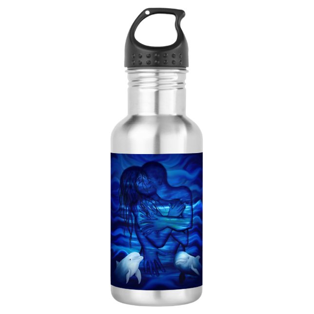 Bouteille D'eau Love, Passion act - paire avec dauphin (Devant)