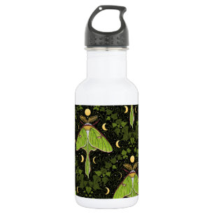 Bouteille D'eau Luna moth, phases de lune et damas de lierre 2