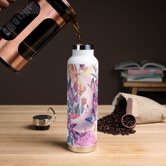 Bouteille d'eau lunaire - Design en acier inoxydab (Café (pivoté))