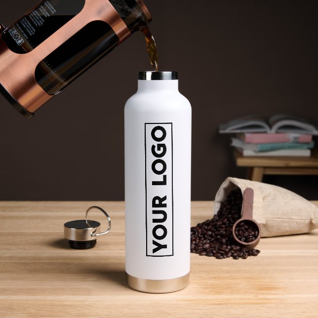 Bouteille D'eau Luxe grand logo blanc (Café)