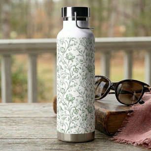 Bouteille D'eau Luxueux Classique Sauge Toile Française Artisanale