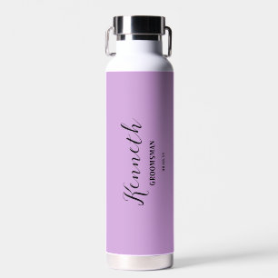 Bouteille D'eau Magenta et Noir Moderne Monogramme Bachelor