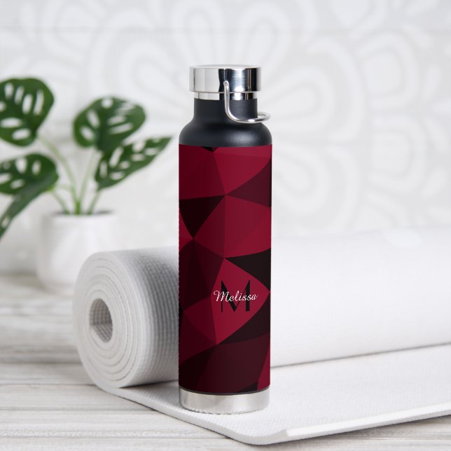 Bouteille D'eau Magenta rose rouge noir géométrie motif Monogramme (Yoga)