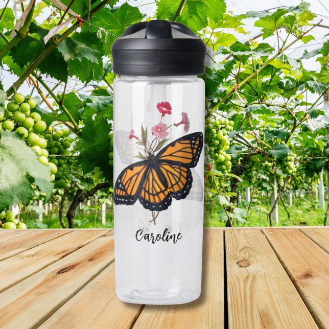 Bouteille D'eau Magnifique monarque orange papillon victorien Art (This Monarch Butterfly water bottle expresses your love for nature, earth, and God's creatures.)