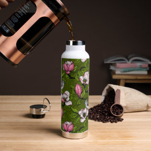 Bouteille D'eau Magnolia en floraison et oiseau de tireur 2