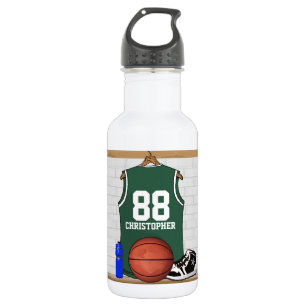 Bouteille D'eau maillot de basket vert et blanc personnalisé