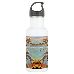 Bouteille D'eau Main Painted by Number   Dolphins  