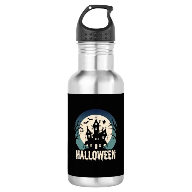 Bouteille D'eau Maison Hantée de la Lune Vector Halloween (Devant)