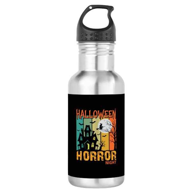 Bouteille D'eau Maison Hantée de la Nuit d'Horreur d'Halloween Vec (Devant)