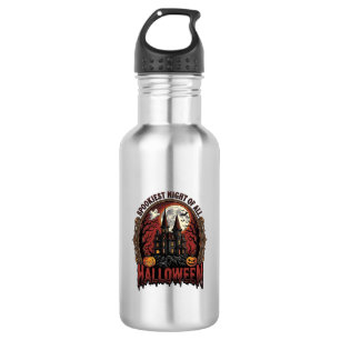 Bouteille D'eau Maison Hantée Halloween Gravure Vintage Épouvantab