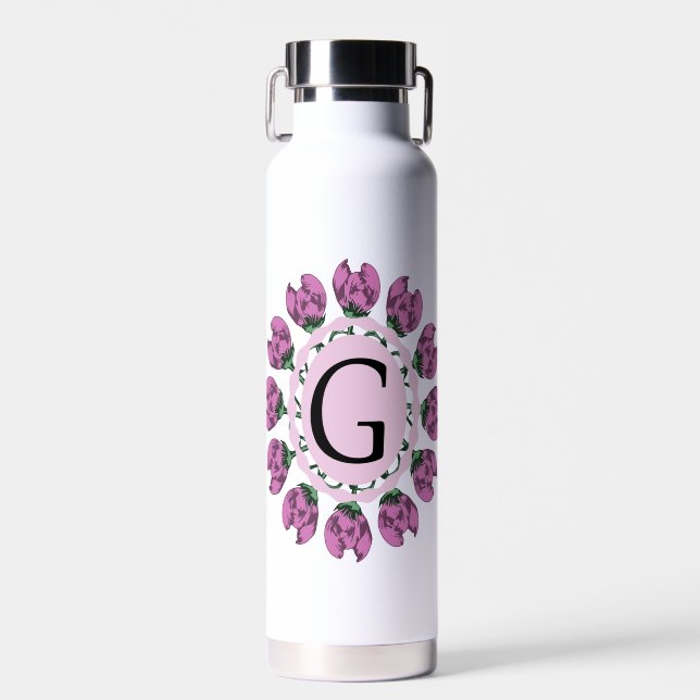 Bouteille D'eau Majuscule G monogramme floral (Avant)