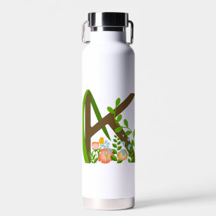Bouteille D'eau Majuscule K monogramme floral