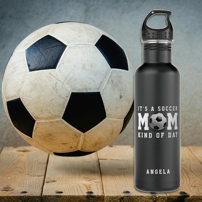 Bouteille D'eau Maman de football un peu noir de jour (Soccer Mom Kind of Day Black Stainless Steel Water Bottle
)