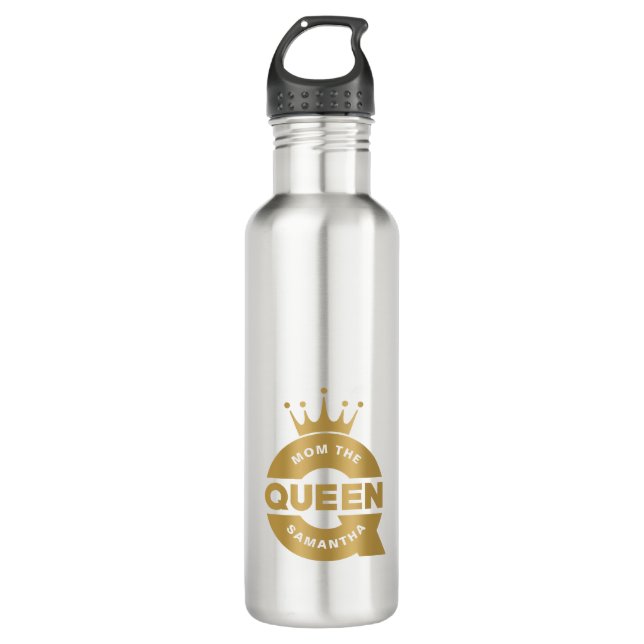 Bouteille D'eau Maman La Reine Or Typographie créative (Devant)
