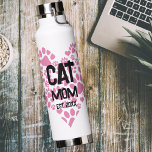 Bouteille D'eau Maman maman maman au chat Chien Empreinte de patte<br><div class="desc">Le texte personnalisable est adaptable aux mamas de chat ou de chien avec coeur empreinte de patte.</div>