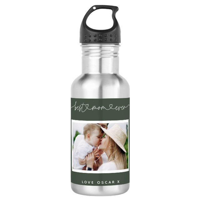 Bouteille D'eau Maman mignon script moderne cadeau photo (Devant)