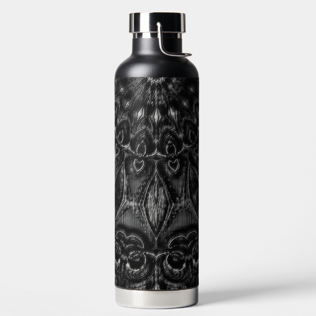 Bouteille d'eau Mandala au charbon de bois (Droite)