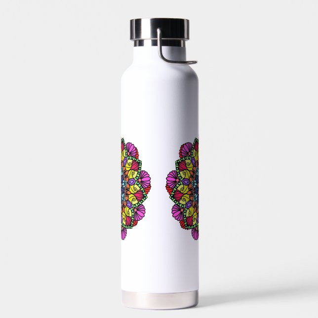 Bouteille D'eau Mandala floral water bottle  (Gauche)