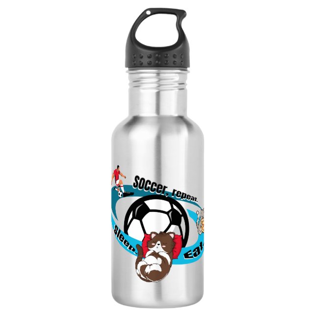 Bouteille D'eau Mangez, dormez, soccer, répétez. (Devant)