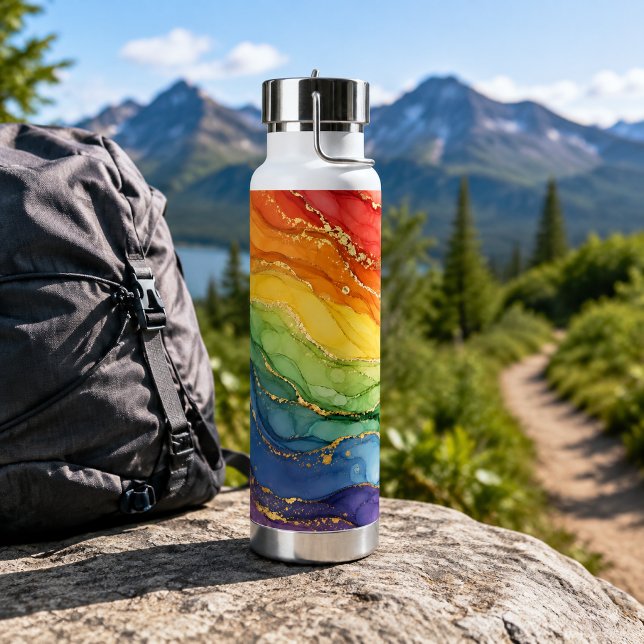 Bouteille D'eau Marbre arc-en-ciel LGBTQ  (Créateur téléchargé)