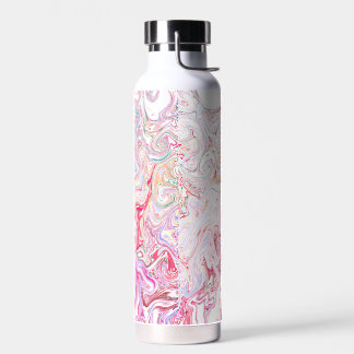 Bouteille D'eau Marbre Tourbillonnant Fluides Rose Vibrant Art Abs