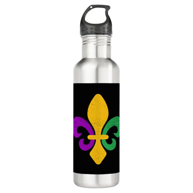 Bouteille D'eau Mardi Gras Fleur De Lis (Devant)