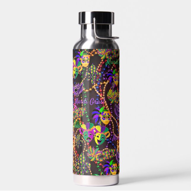 Bouteille D'eau Mardi Gras Tout Perles Masques Eau Froide Chaude B (Gauche)