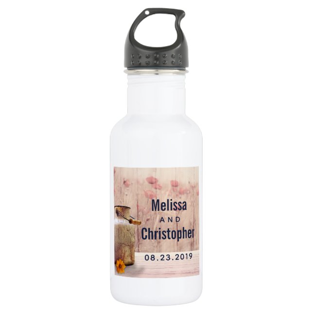 Bouteille D'eau Mariage campagnard de lait rustique (Devant)