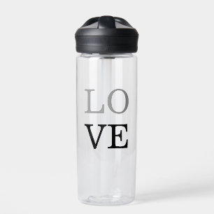 Bouteille D'eau Mariage d'amour de script noir gris