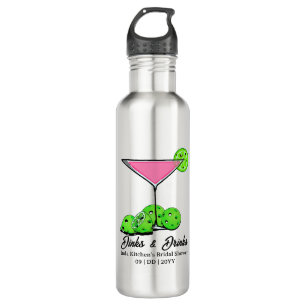 Bouteille D'eau Mariage de Pickleball Cocktail Rose Personnalisé