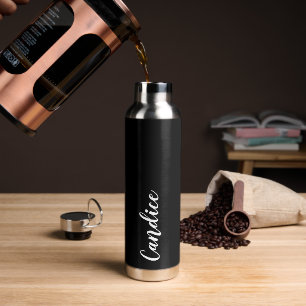 Bouteille D'eau Mariage noir personnalisé Bridesmaid
