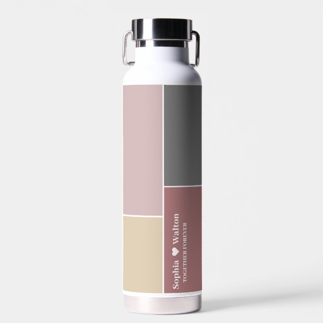 Bouteille D'eau Mariage Personnalisé Moderne Nom Couple Avec Amour (Avant)