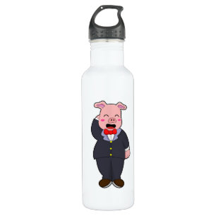 Bouteille D'eau Marié cochon avec costume et cravate