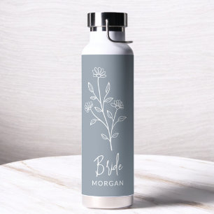 Bouteille D'eau Mariée Dusty Blue Fleurs de Main Bachelorette