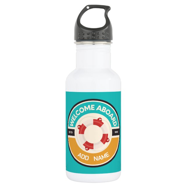 Bouteille D'eau Marine bleue Ancre nautique club nautique (Devant)