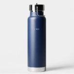 Bouteille D'eau Marine classique avec monogramme blanc<br><div class="desc">Un design monogramme classique qui ne manque jamais de style.</div>