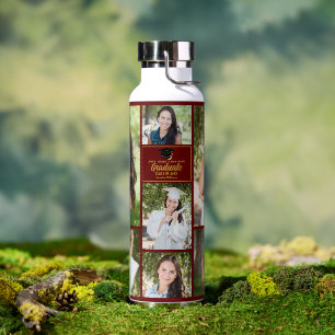 Bouteille D'eau Maroon Gold Graduate Photo Collage Graduation Cade