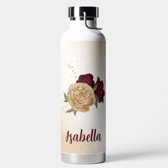 Bouteille D'eau Maroon vert beige or botanique (Droite)